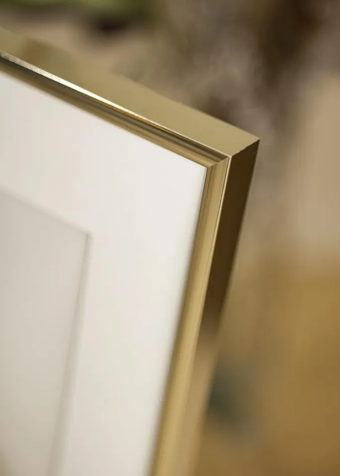 Ramme Aluminium Blank Guld 50x50 cm - Passepartout Hvid 40x40 cm