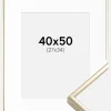 Ramme Aluminium Blank Guld 40x50 cm - Passepartout Hvid 28x35 cm