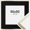 Ramme Aluminium Blank Guld 50x50 cm - Passepartout Sort 35x35 cm