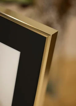 Ramme Aluminium Blank Guld 50x50 cm - Passepartout Sort 35x35 cm