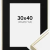 Ramme Aluminium Blank Guld 30x40 cm - Passepartout Sort 21x29,7 cm (A4)