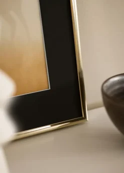 Ramme Aluminium Blank Guld 40x50 cm - Passepartout Sort 30x40 cm