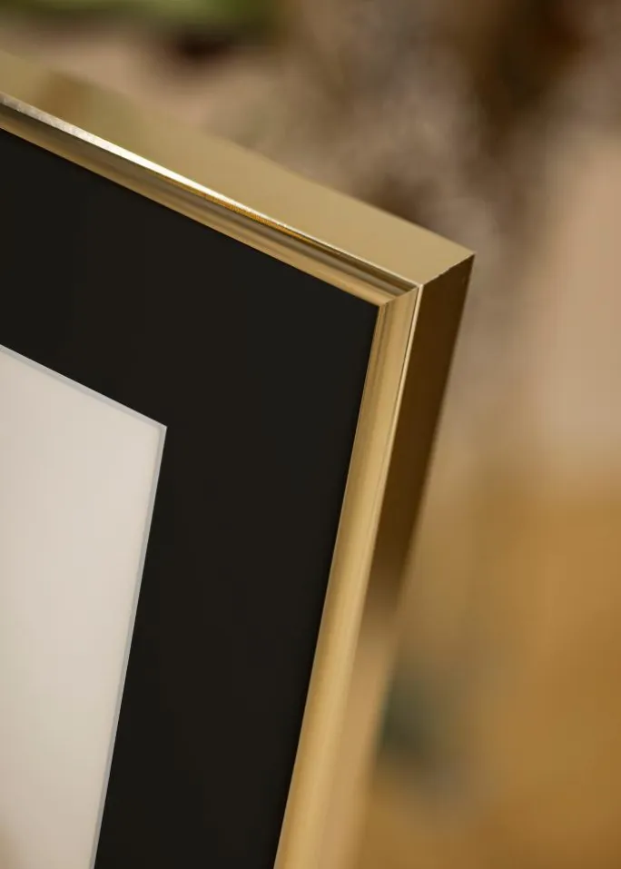 Ramme Aluminium Blank Guld 40x50 cm - Passepartout Sort 30x40 cm