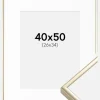 Ramme Aluminium Blank Guld 40x50 cm - Passepartout Hvid 27x35 cm