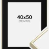 Ramme Aluminium Blank Guld 40x50 cm - Passepartout Sort 12x16 inches