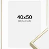 Ramme Aluminium Blank Guld 40x50 cm - Passepartout Hvid 29,7x42 cm (A3)