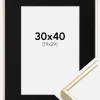 Ramme Aluminium Blank Guld 30x40 cm - Passepartout Sort 20x30 cm