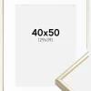 Ramme Aluminium Blank Guld 40x50 cm - Passepartout Hvid 30x40 cm