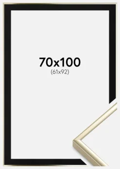 Ramme Aluminium Blank Guld 70x100 cm - Passepartout Sort 62x93 cm