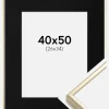Ramme Aluminium Blank Guld 40x50 cm - Passepartout Sort 27x35 cm