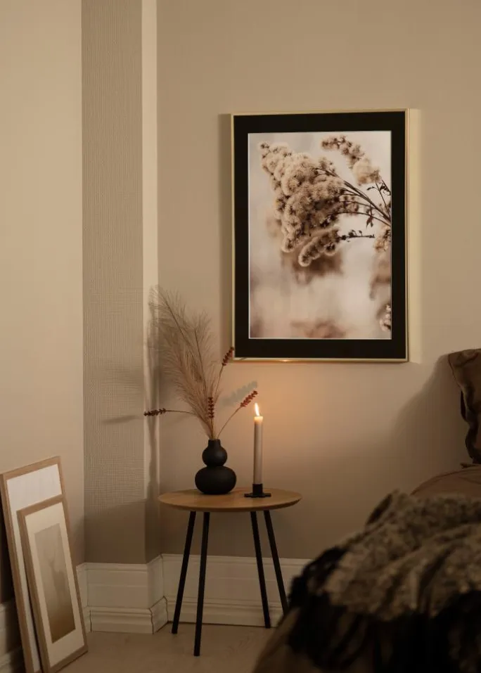 Ramme Aluminium Blank Guld 40x50 cm - Passepartout Sort 27x35 cm