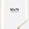 Ramme Aluminium Blank Guld 50x70 cm - Passepartout Hvid 16x24 inches