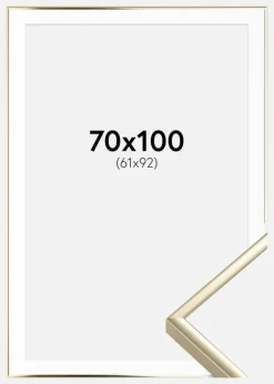 Ramme Aluminium Blank Guld 70x100 cm - Passepartout Hvid 62x93 cm