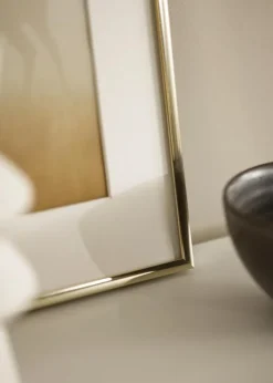Ramme Aluminium Blank Guld 70x100 cm - Passepartout Hvid 62x93 cm