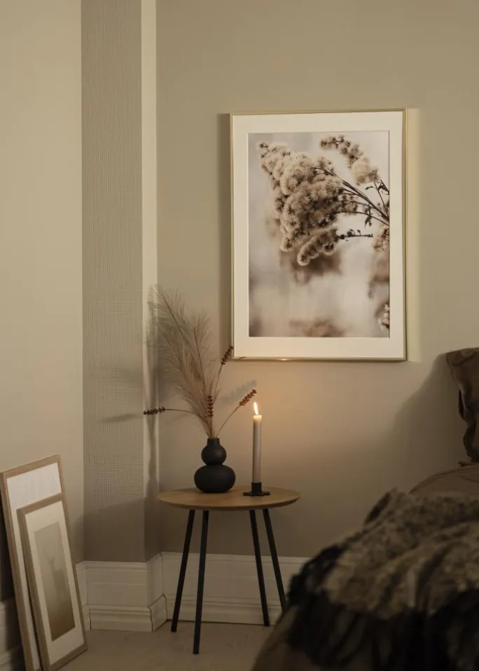 Ramme Aluminium Blank Guld 70x100 cm - Passepartout Hvid 62x93 cm