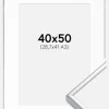 Ramme Aluminium Blank Sølv 40x50 cm - Passepartout Hvid 29,7x42 cm (A3)