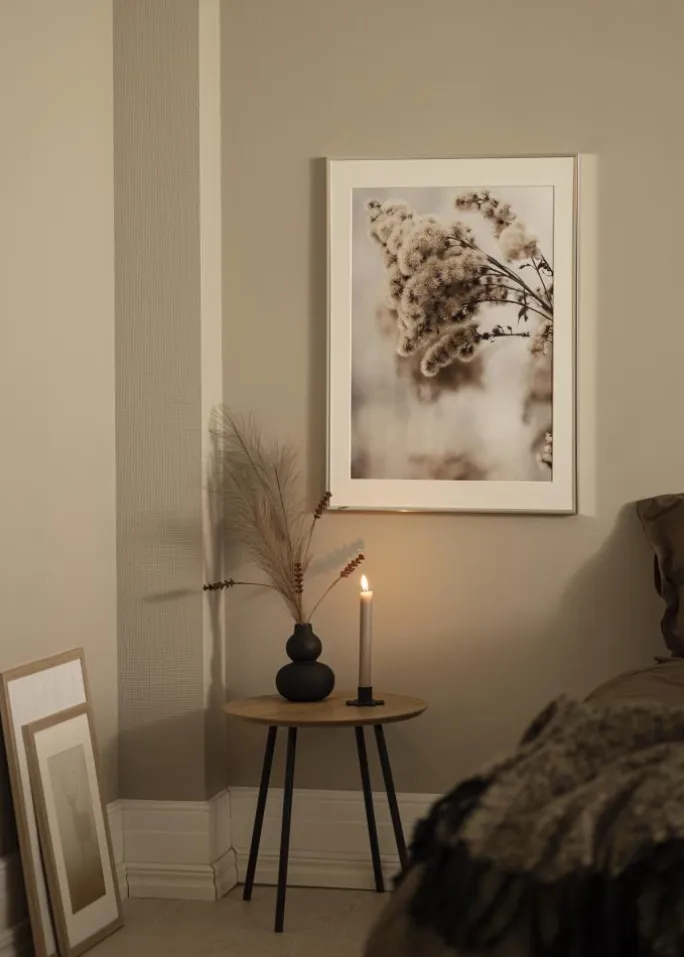 Ramme Aluminium Blank Sølv 30x40 cm - Passepartout Hvid 20x28 cm