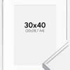 Ramme Aluminium Blank Sølv 30x40 cm - Passepartout Hvid 21x29,7 cm (A4)