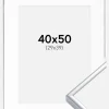 Ramme Aluminium Blank Sølv 40x50 cm - Passepartout Hvid 30x40 cm
