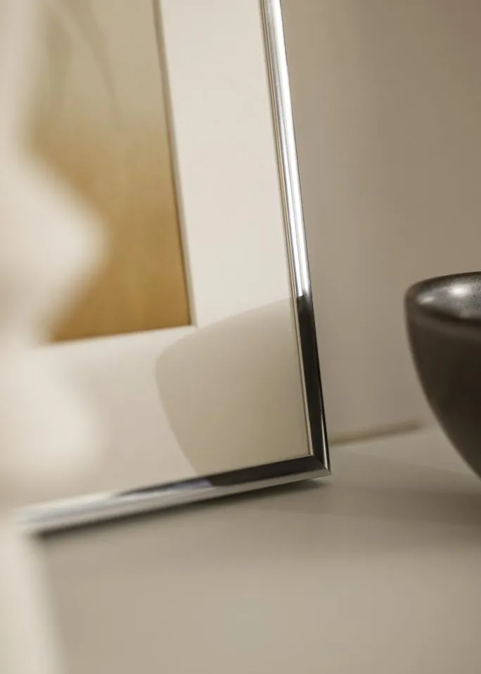 Ramme Aluminium Blank Sølv 40x50 cm - Passepartout Hvid 28x35 cm