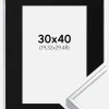 Ramme Aluminium Blank Sølv 30x40 cm - Passepartout Sort 8x12 inches