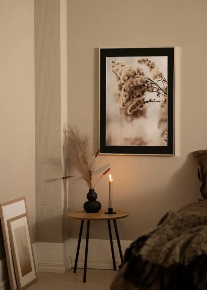 Ramme Aluminium Blank Sølv 70x100 cm - Passepartout Sort 62x85 cm