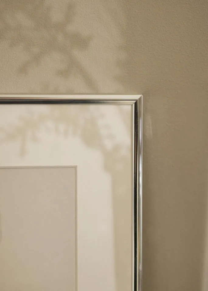 Ramme Aluminium Blank Sølv 50x50 cm - Passepartout Hvid 35x35 cm