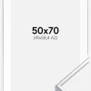 Ramme Aluminium Blank Sølv 50x70 cm - Passepartout Hvid 42x59,4 cm (A2)