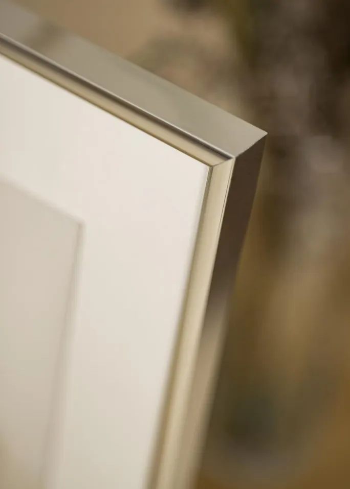 Ramme Aluminium Blank Sølv 40x50 cm - Passepartout Hvid 27x35 cm
