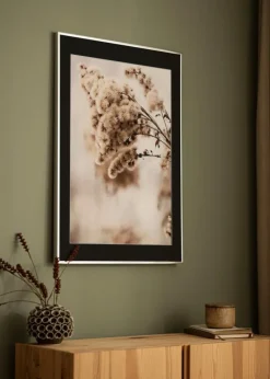 Ramme Aluminium Blank Sølv 30x40 cm - Passepartout Sort 20x28 cm