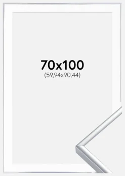 Ramme Aluminium Blank Sølv 70x100 cm - Passepartout Hvid 24x36 inches