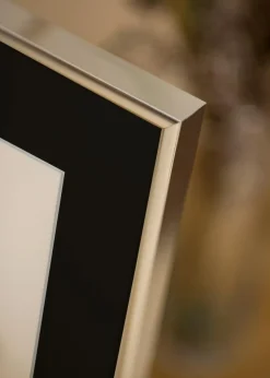 Ramme Aluminium Blank Sølv 50x70 cm - Passepartout Sort 42x59,4 cm (A2)