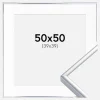 Ramme Aluminium Blank Sølv 50x50 cm - Passepartout Hvid 40x40 cm