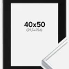 Ramme Aluminium Blank Sølv 40x50 cm - Passepartout Sort 12x16 inches