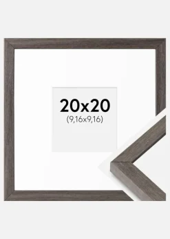 Ramme Ares Grå Eg 20x20 cm - Passepartout Hvid 4x4 inches
