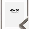 Ramme Ares Grå Eg 40x50 cm - Passepartout Hvid 12x16 inches