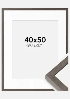 Ramme Ares Grå Eg 40x50 cm - Passepartout Hvid 12x15 inches