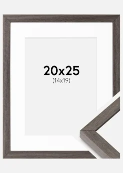 Ramme Ares grå Eg 20x25 cm - Passepartout Hvid 15x20 cm
