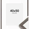 Ramme Ares Grå Eg 40x50 cm - Passepartout Hvid 27x35 cm
