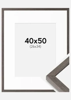 Ramme Ares Grå Eg 40x50 cm - Passepartout Hvid 27x35 cm