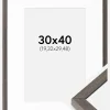 Ramme Ares Grå Eg 30x40 cm - Passepartout Hvid 8x12 inches