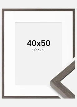 Ramme Ares Grå Eg 40x50 cm - Passepartout Hvid 28x38 cm