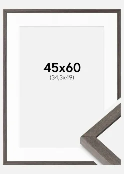 Ramme Ares Grå Eg 45x60 cm - Passepartout Hvid B3 353x500 mm