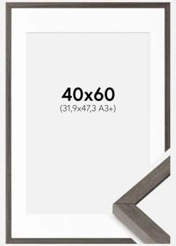 Ramme Ares Grå Eg 40x60 cm - Passepartout Hvid 32,9x48,3 cm