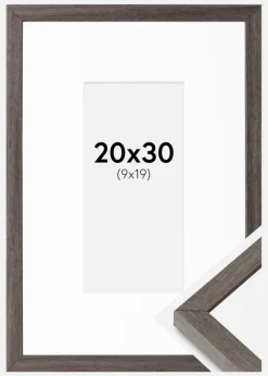 Ramme Ares grå Eg 20x30 cm - Passepartout Hvid 10x20 cm