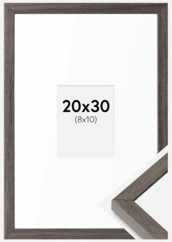 Ramme Ares grå Eg 20x30 cm - Passepartout Hvid 9x11 cm