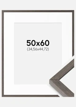 Ramme Ares Grå Eg 50x60 cm - Passepartout Hvid 14x18 inches