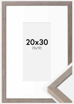Ramme Ares Grå 20x30 cm - Passepartout Hvid 10x20 cm