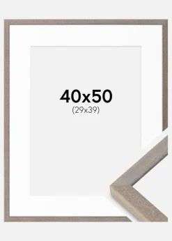 Ramme Ares Grå 40x50 cm - Passepartout Hvid 30x40 cm