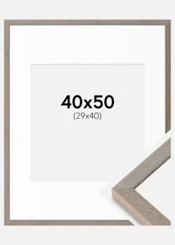 Ramme Ares Grå 40x50 cm - Passepartout Hvid 30x41 cm
